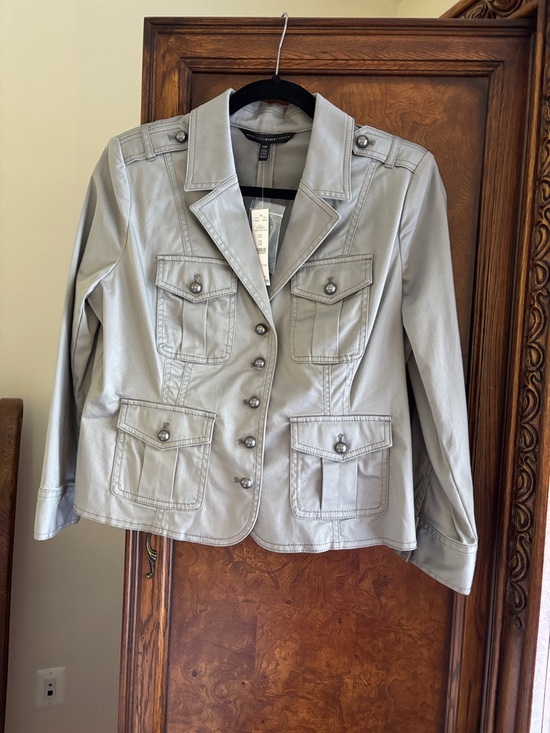 White House Black Market Jackets & Blazers - White House Black Market Cropped Military Jacket Mercury 14P NWT